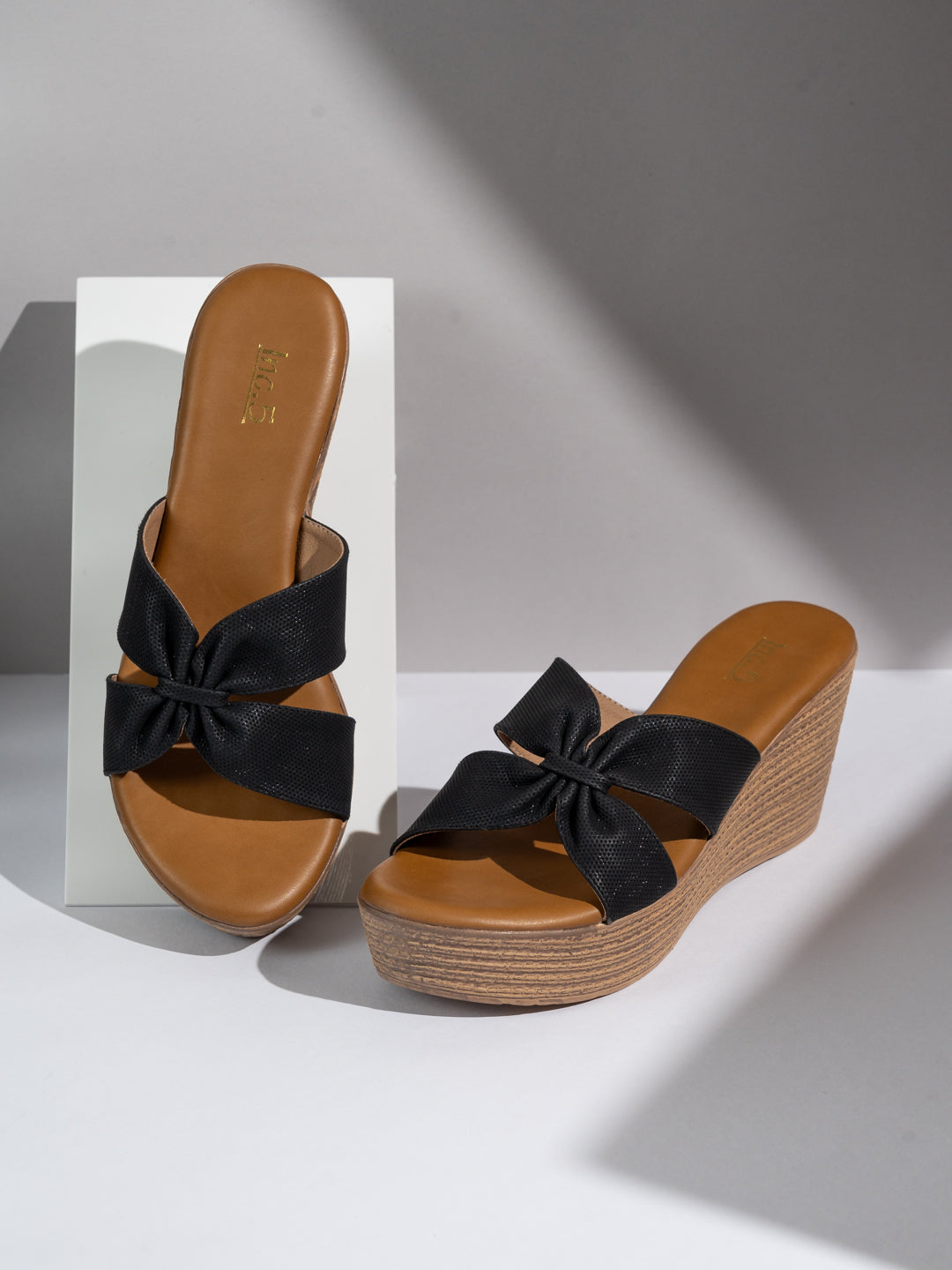 Buy Now Womens Black Party Wear Solid Round Toe Wedges Heel Sandals