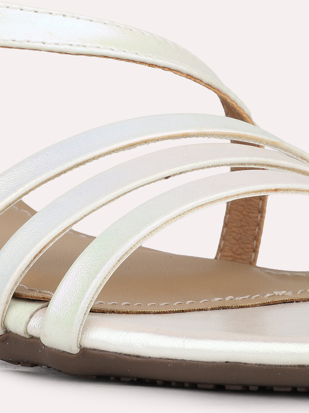Womens Ivory Striped Square Toe Party Wear Block Heels