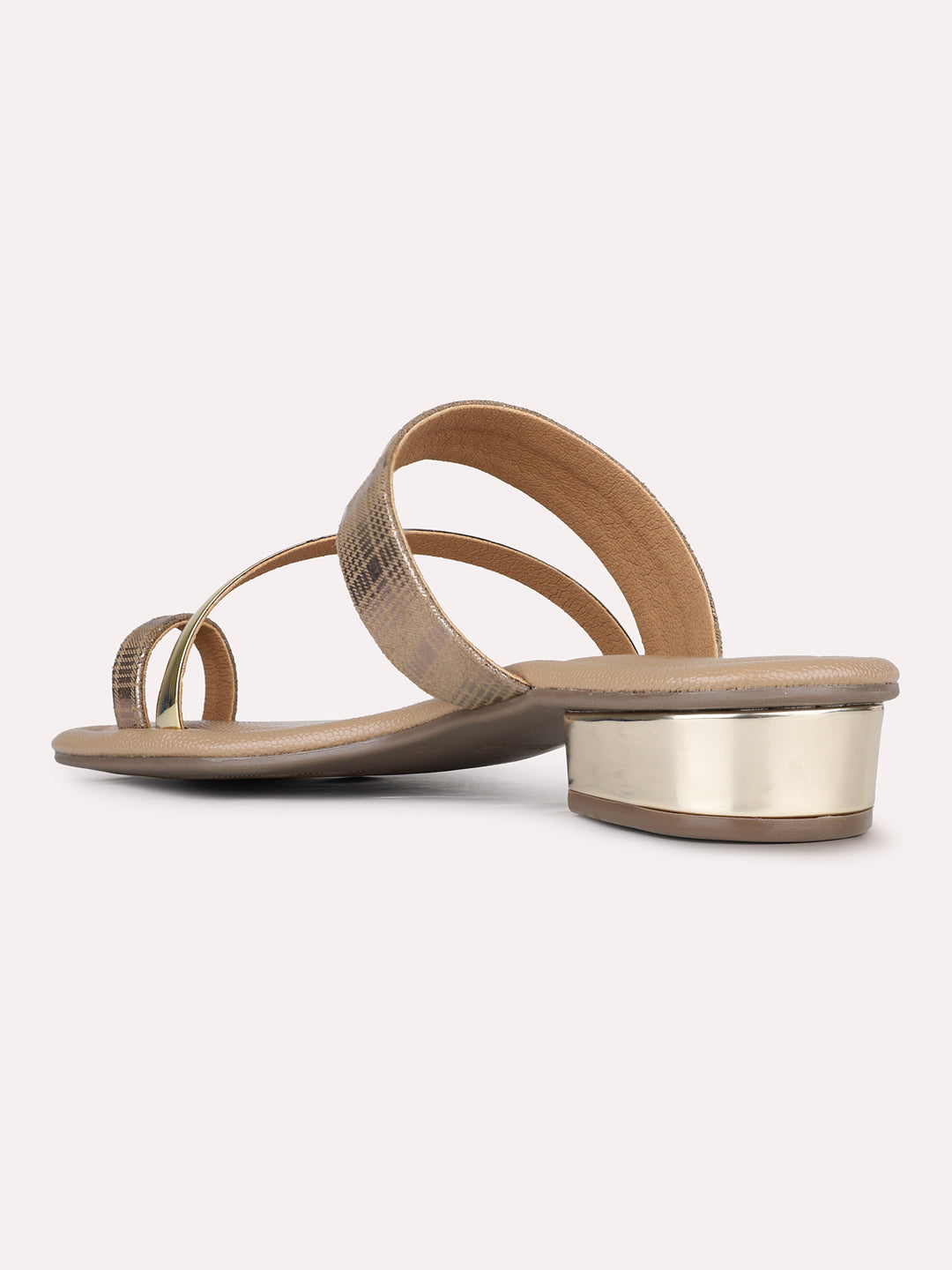 Womens Brown Party Wear Solid Square Toe Block Heel Sandals