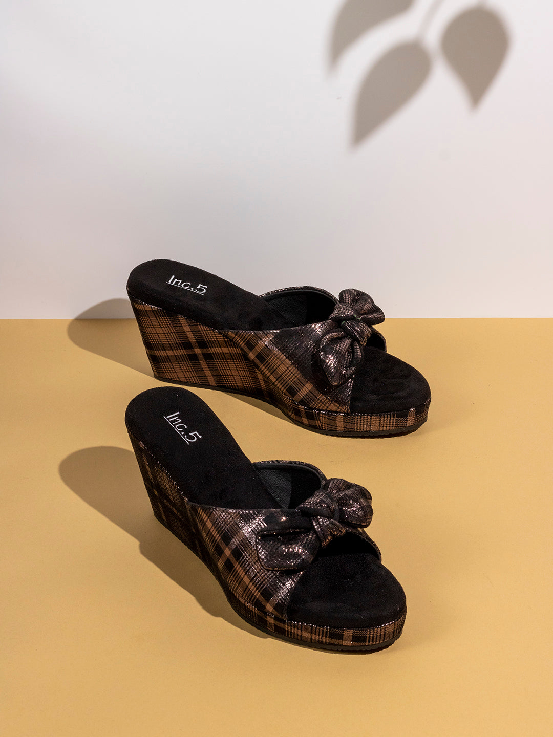 Buy Now Womens Black Printed Cross Strap Party Wear Wedge Heel Sandals