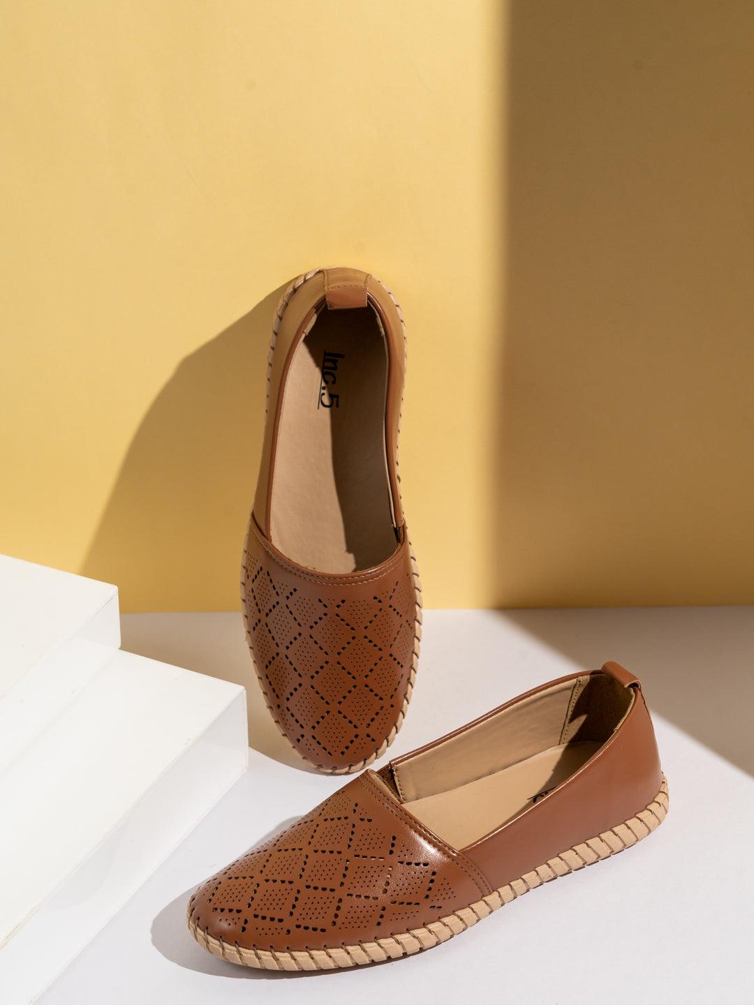 Buy Now Womens Tan Casual Embellished Round Toe Loafers