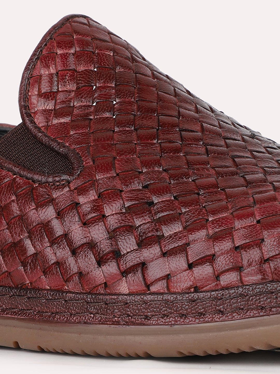Mens Brown Casual Embossed Round Toe Slip-Ons
