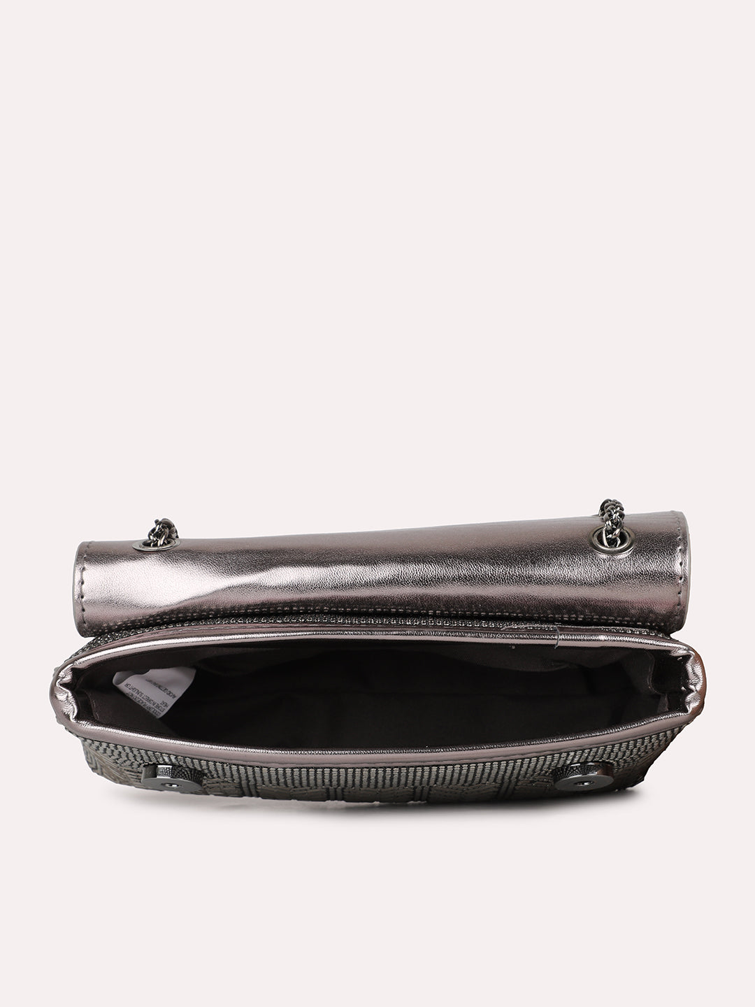 Womens Grey Embellished Sling Bag