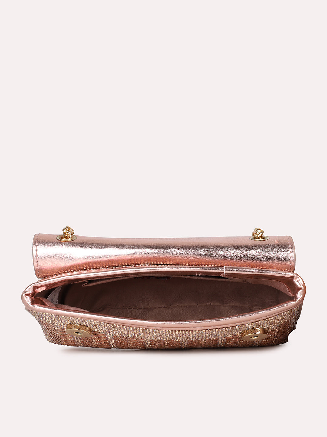 Womens Rose Gold Embellished Sling Bag