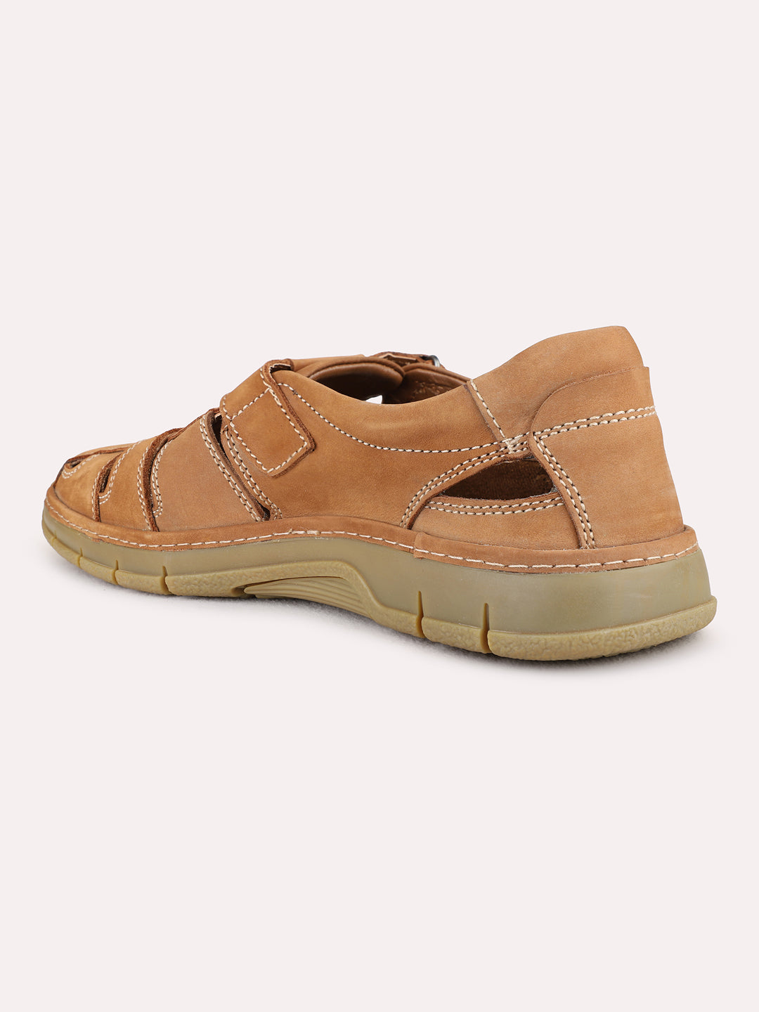 Mens Brown Casual Solid Round Toe Sandals