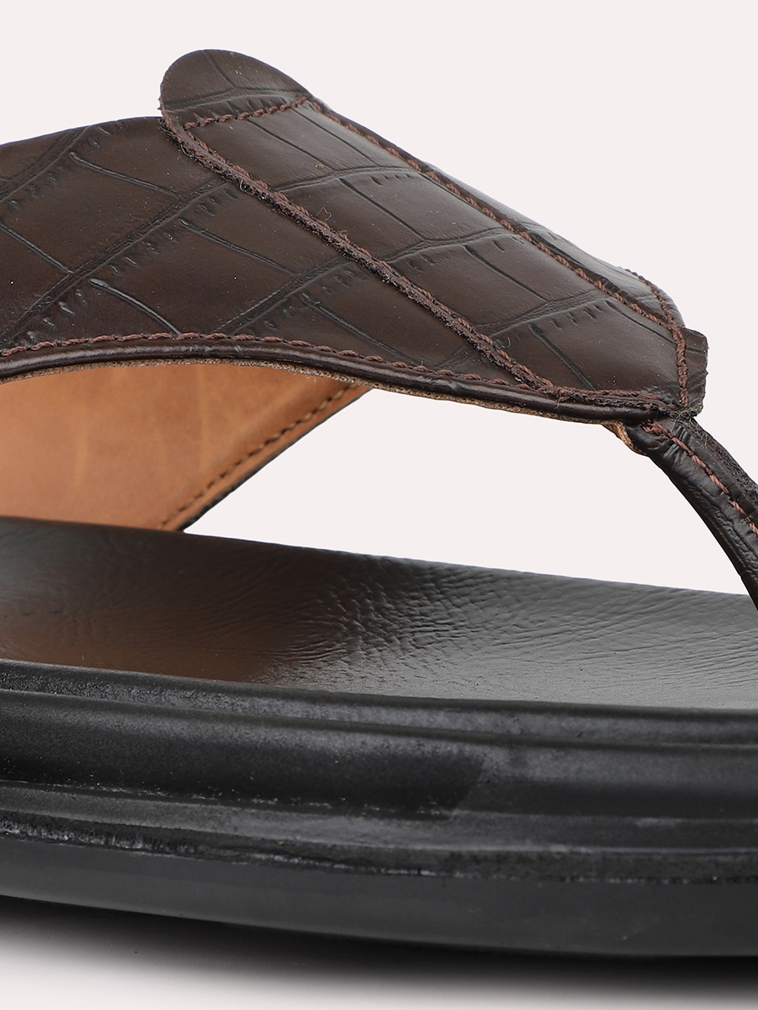 Men Brown Textured Casual Comfort Sandals