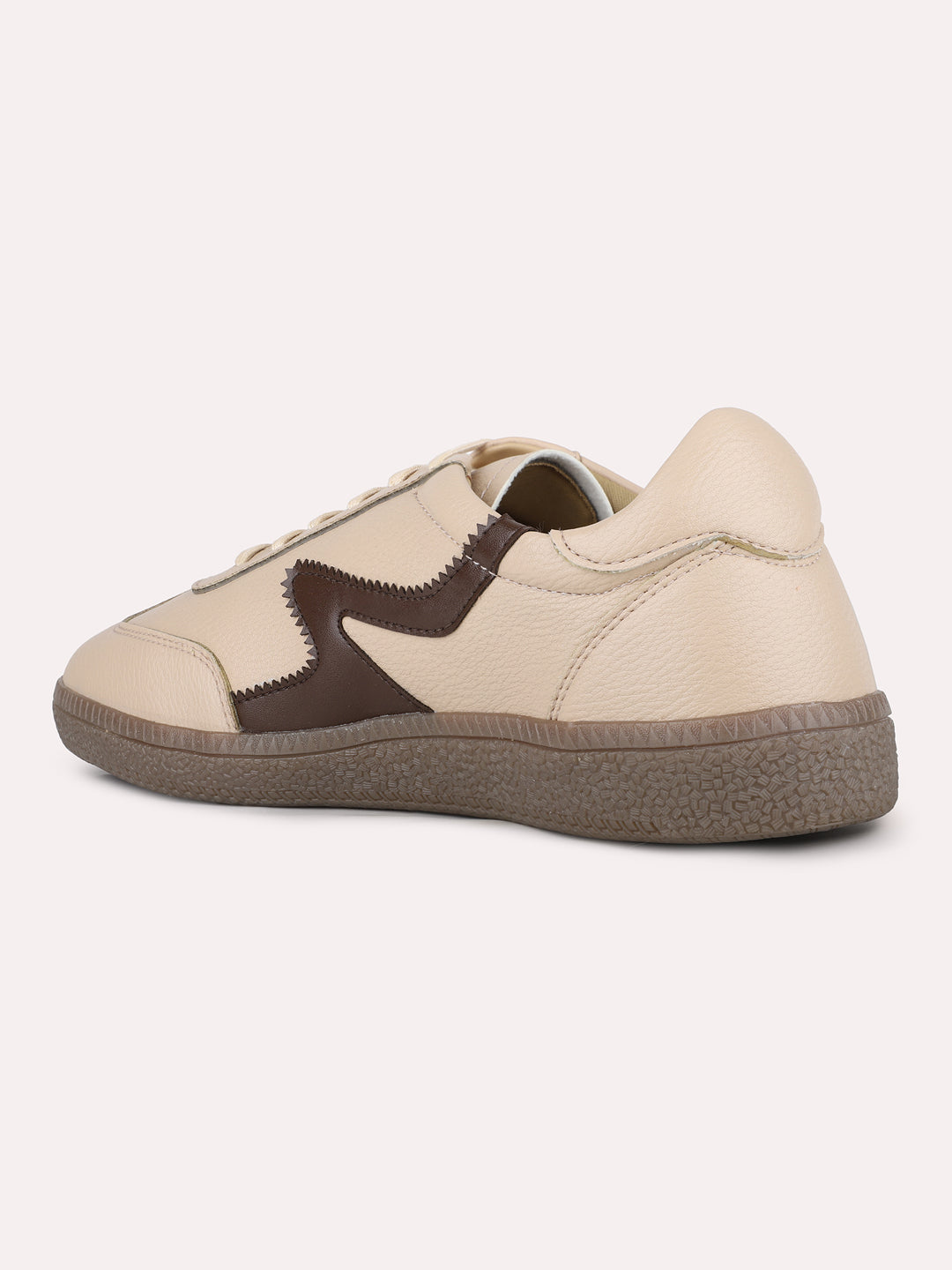 Mens Beige Casual Solid Round Toe Sneakers Shoe