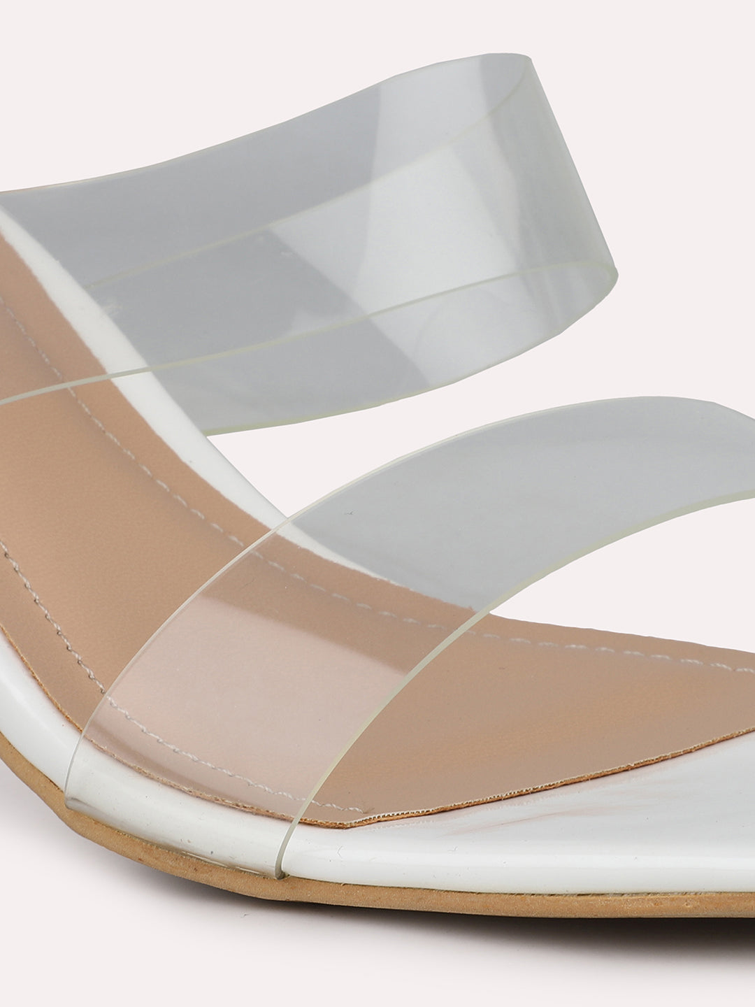 Women White Transparent Solid Block Heels