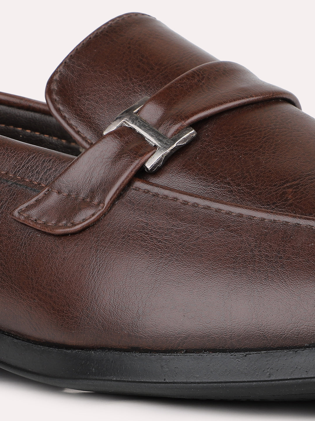 Mens Brown Solid Pointed Toe Loafers