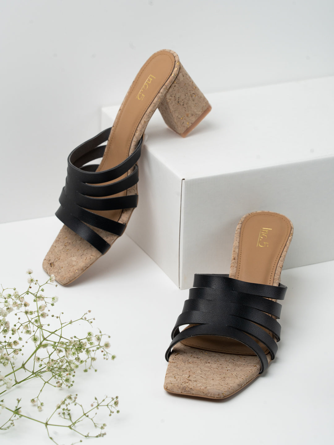 Block Heel Ladies Black Mule Sandals Melissa - Main Image