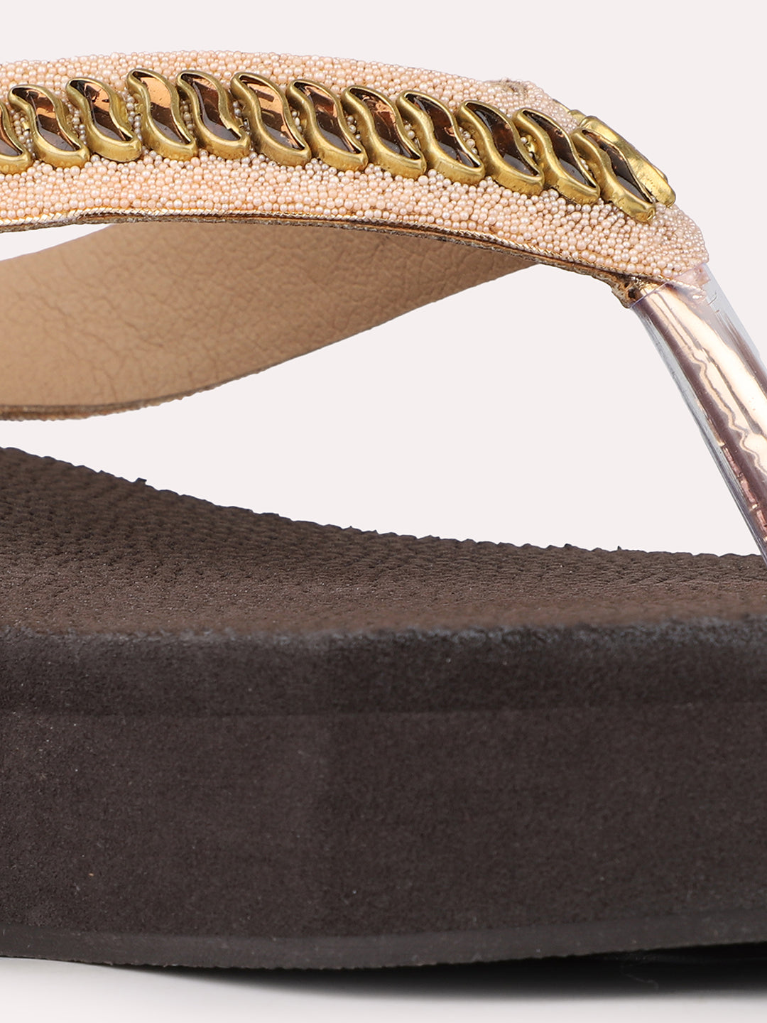 Womens Rose Golden Party Wear Solid Round Toe Wedges Heels