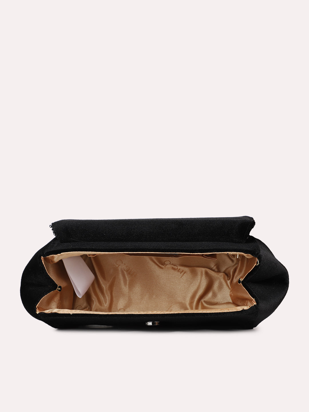 Women Ethnic Black Embellished Sling Bag With Magnet Lock