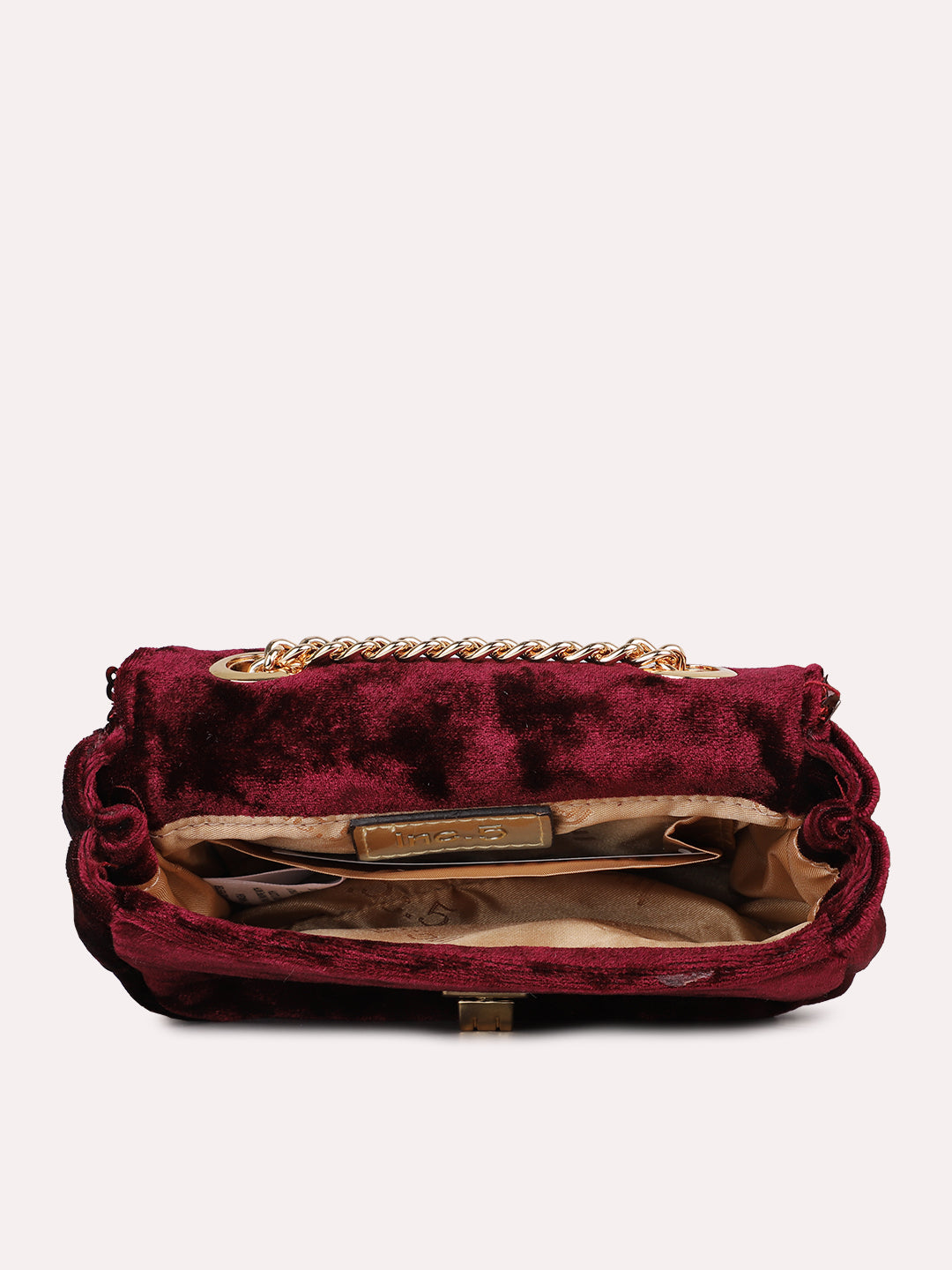 Women Ethnic Maroon Embellished Sling Bag With Twist Lock