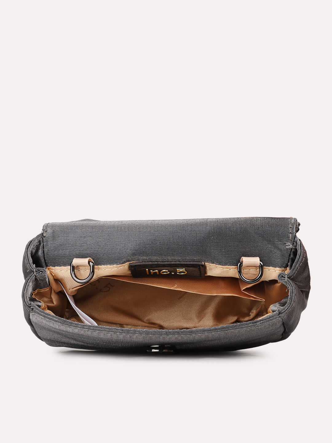 Women Grey Embellished Sling bag With Magnet Lock