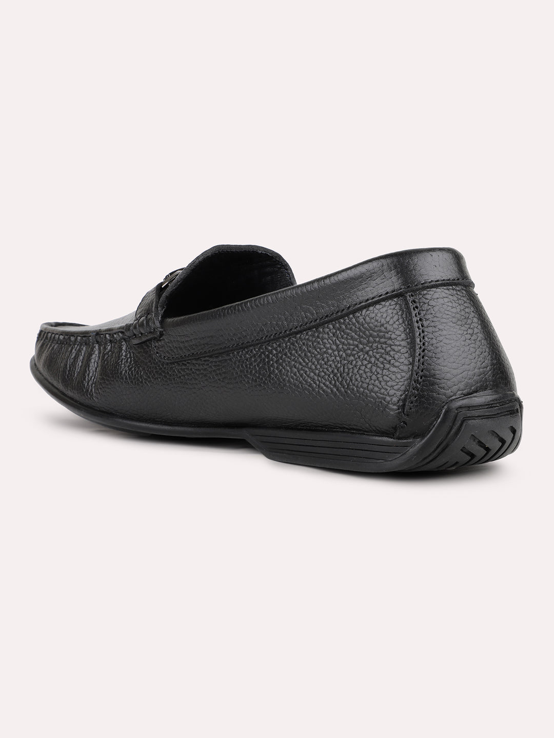 Mens Black Solid Round Toe Casual Loafers