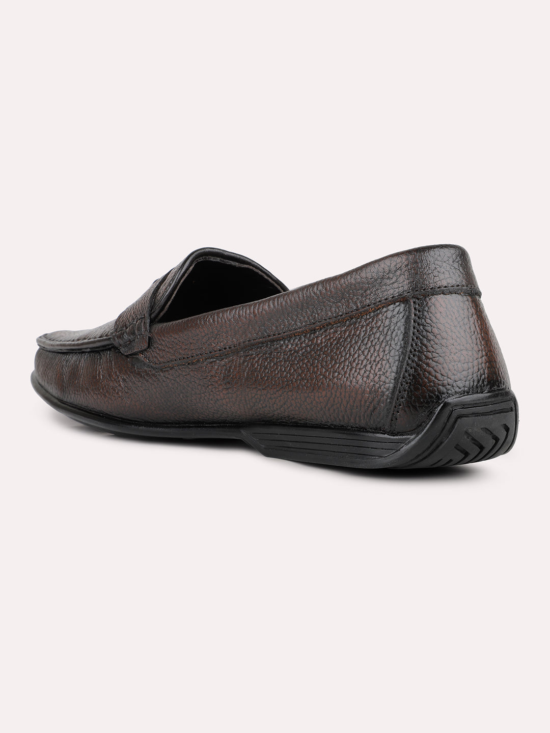 Mens Brown Solid Round Toe Casual Loafers