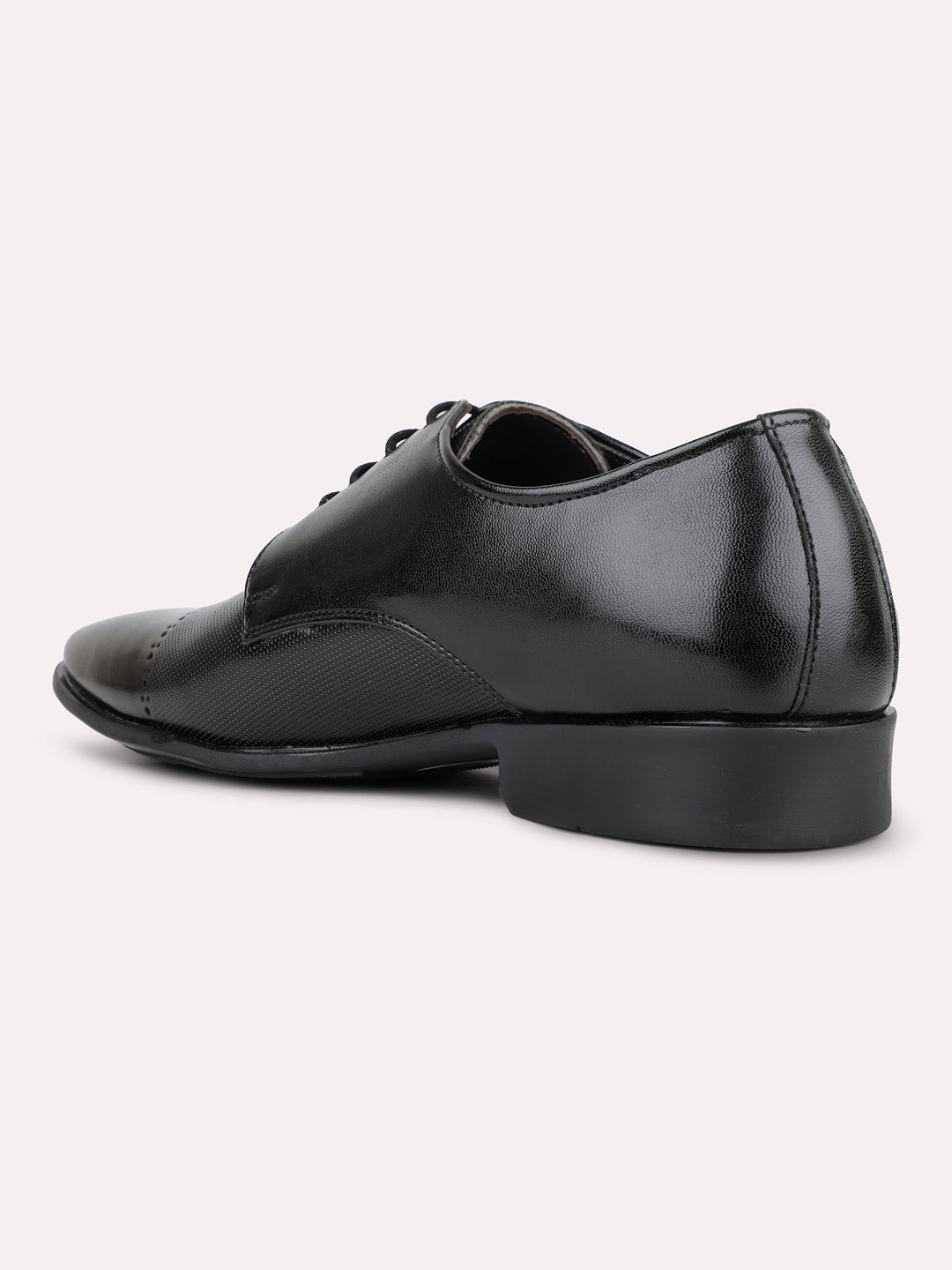 Mens Black Solid Pointed Toe Derby Shoes