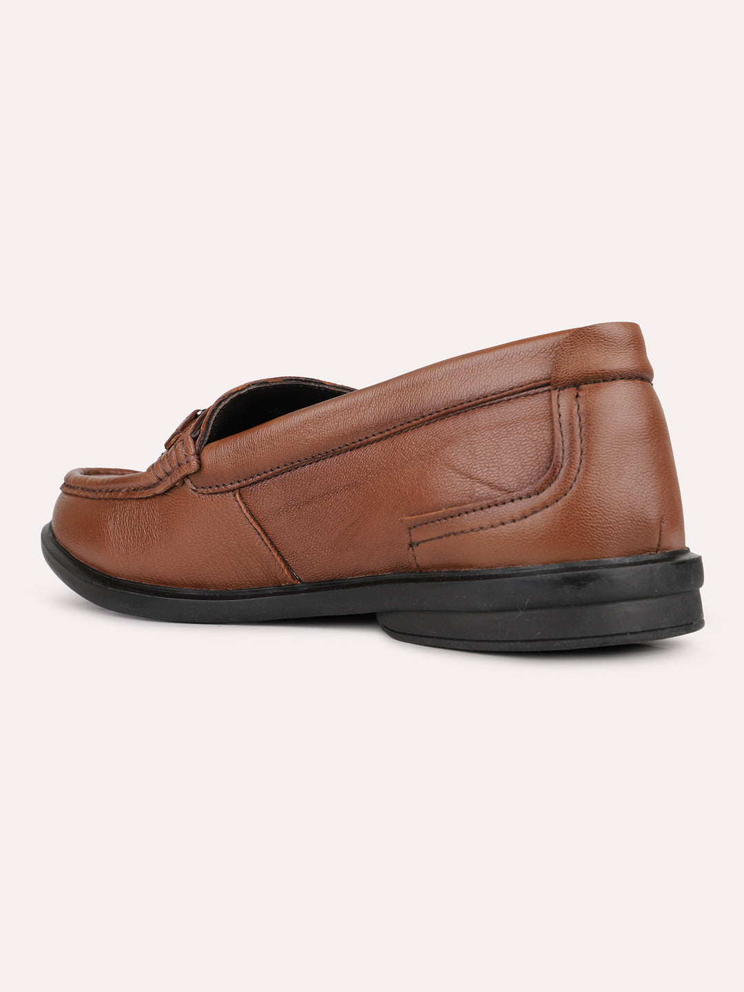 Mens Tan Solid Pointed Toe Casual Loafer Shoes