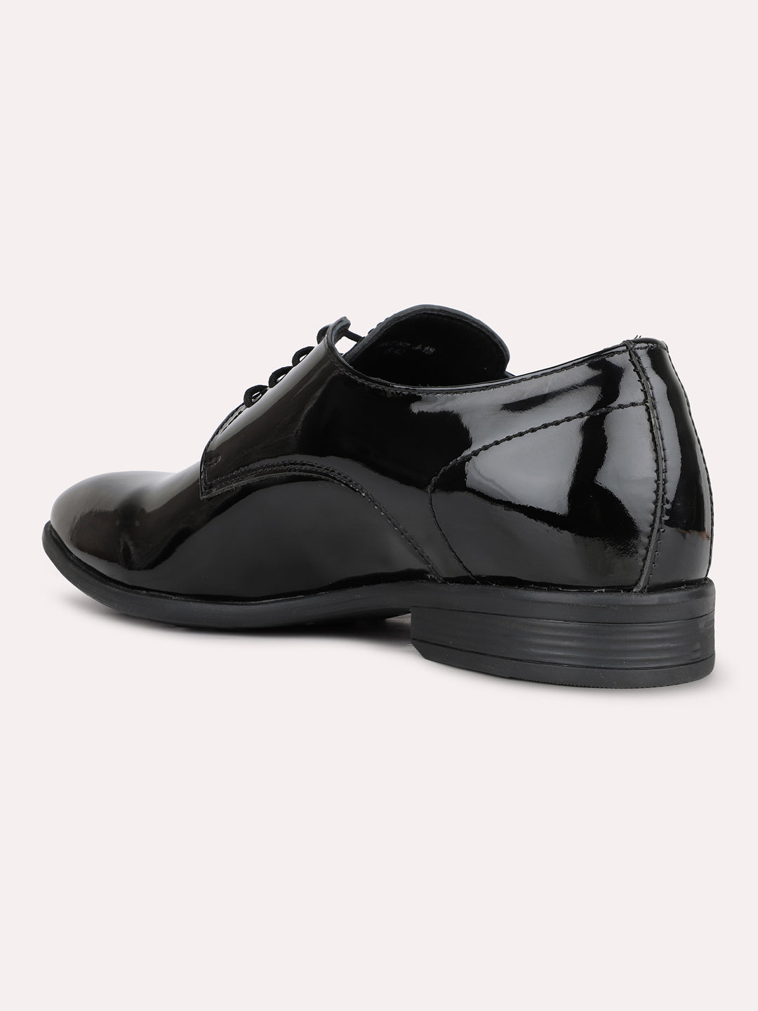 Mens Black Solid Pointed Toe Formal Derby Shoes