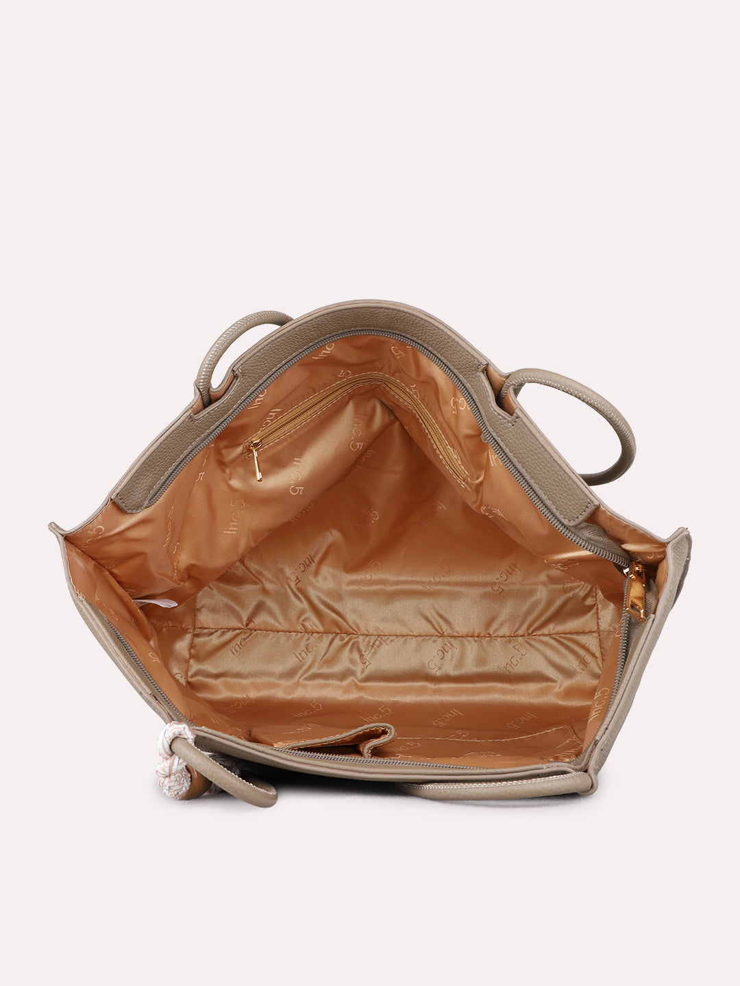 Women Khaki Textured Shoulder Bag With Zip Lock For Casual