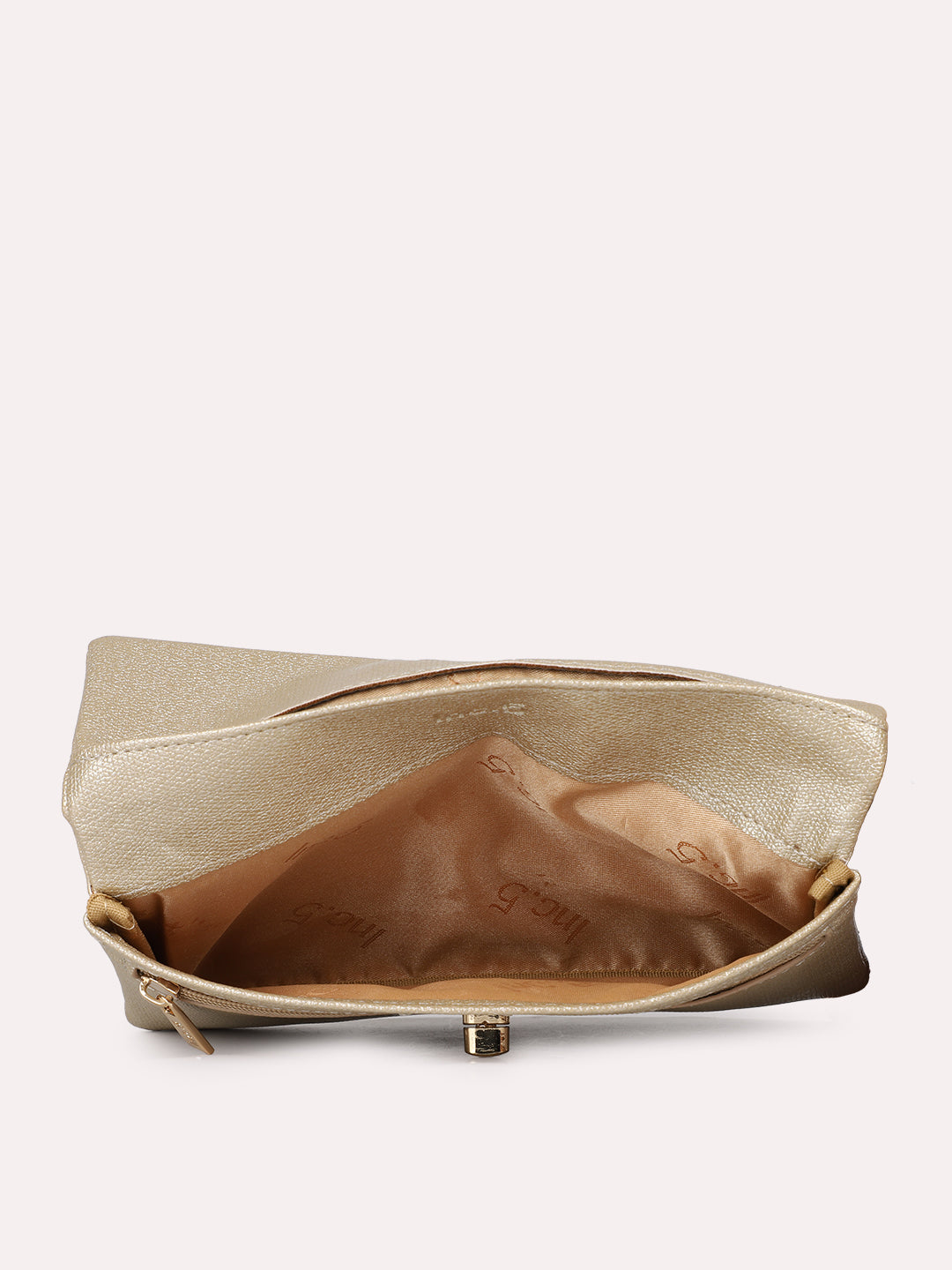 Womens Gold Casual Textured Wallet With Twist Lock