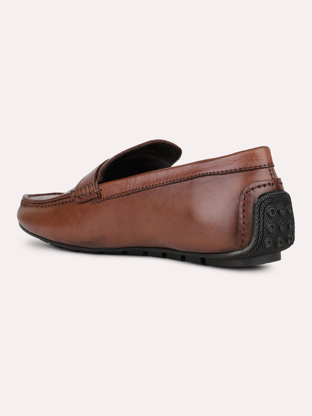 Mens Brown Solid Round Toe Casual Loafer Shoes