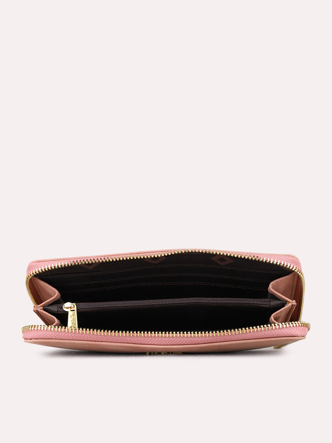 Women Pink Solid Bi-Folds Bag With Zip Lock For Casual
