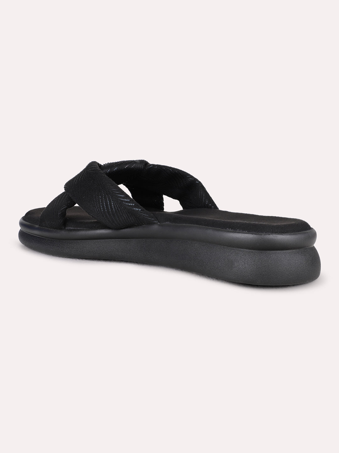 Womens Black Casual Solid Open Toe Flats