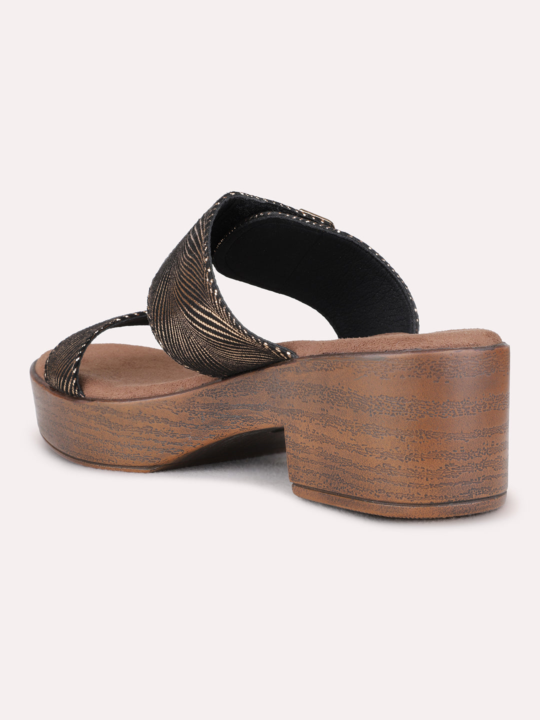 Womens Golden Party Wear Solid Round Toe Platform Heel Sandals