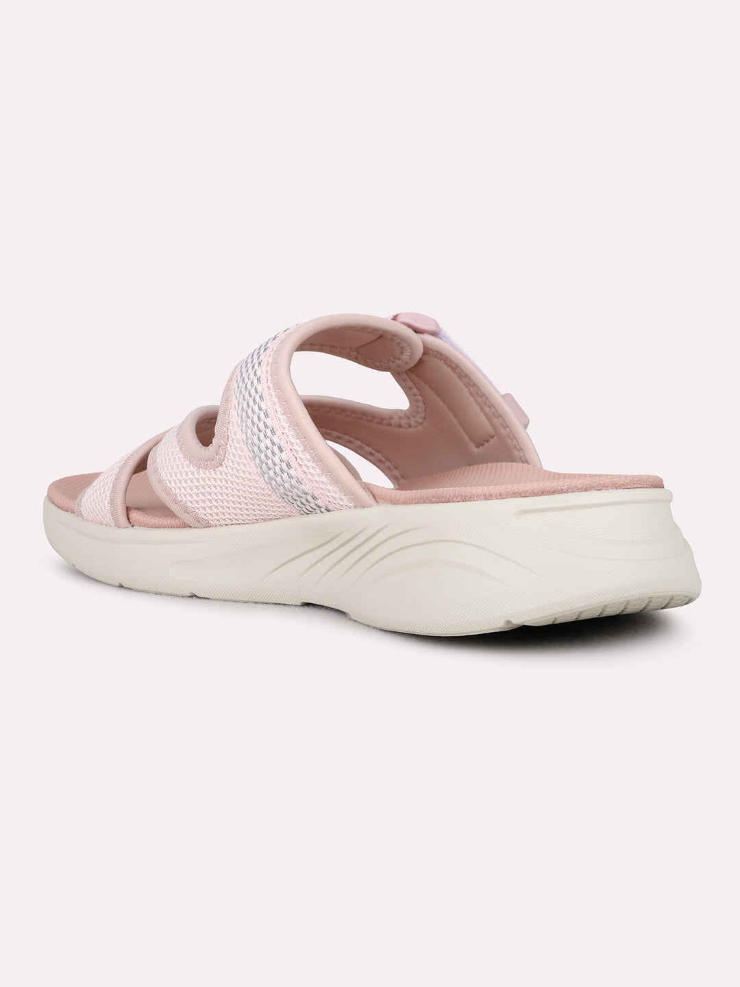 Womens Peach Casual Solid Round Toe Wedge Heel Sandals