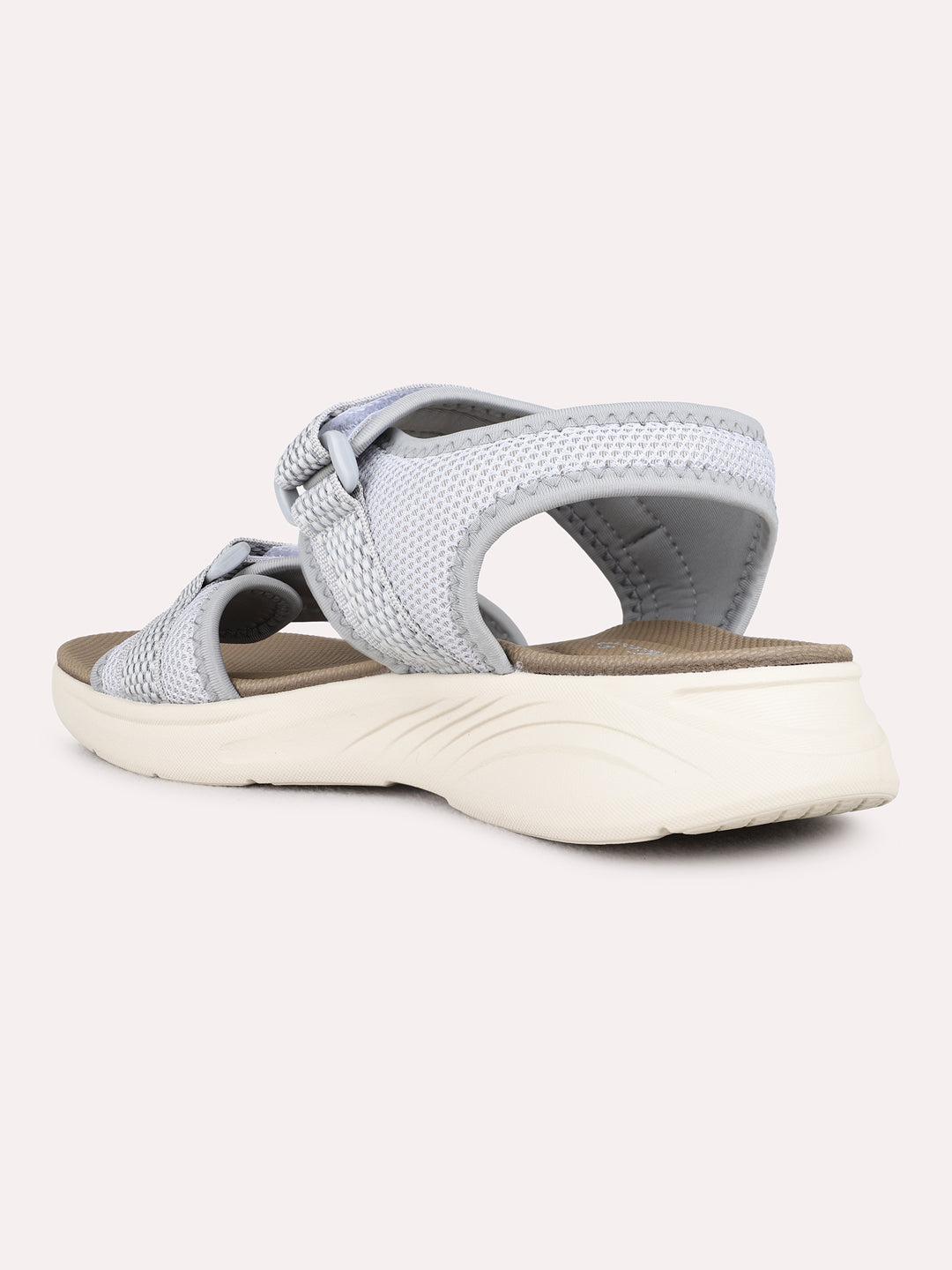 Womens Grey Casual Solid Round Toe Wedge Heels
