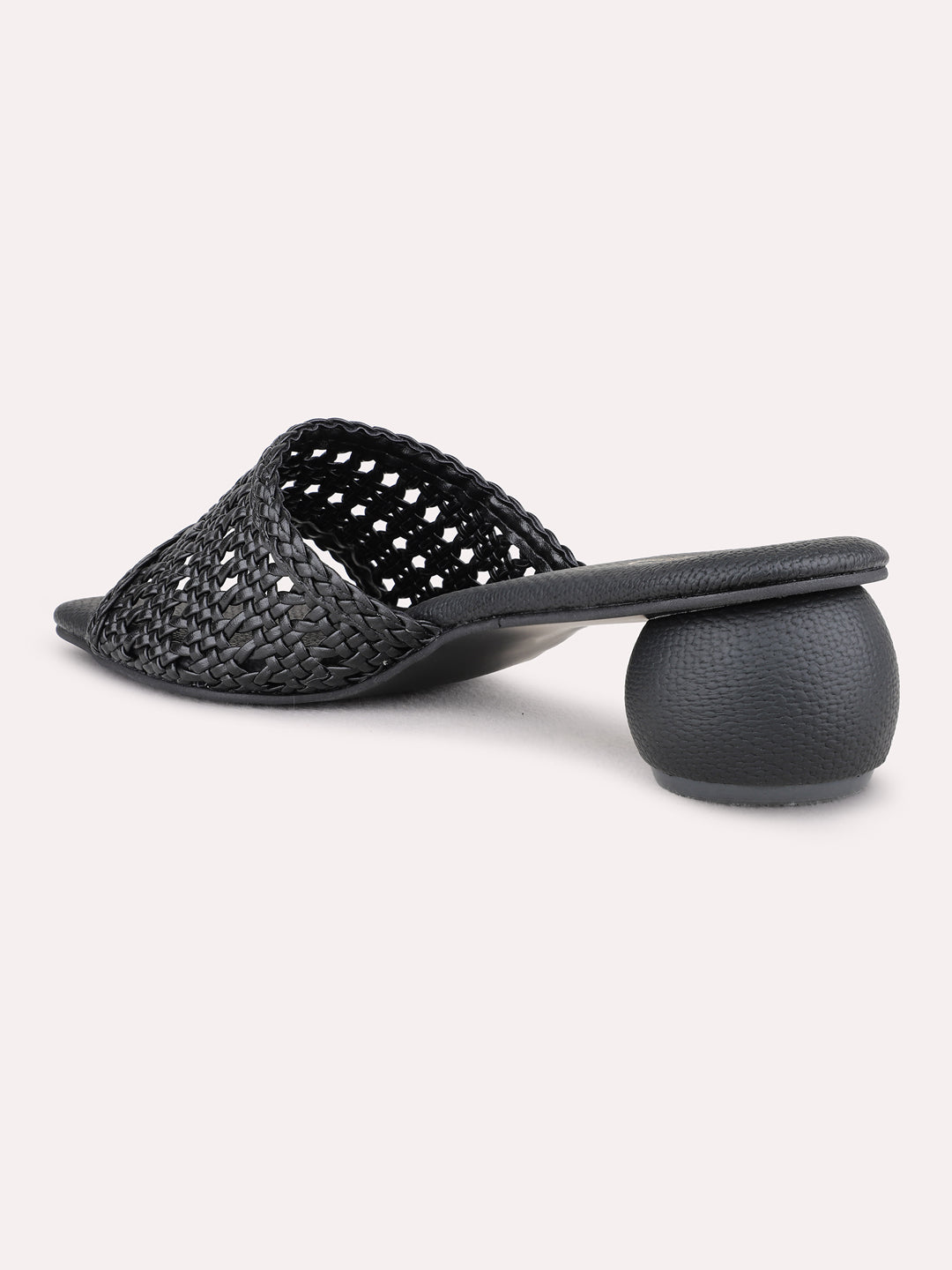 Womens Black Party Wear Solid Square Toe Block Heel Sandals