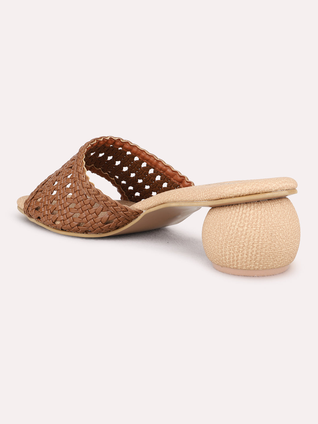 Womens Tan Party Wear Solid Square Toe Block Heels