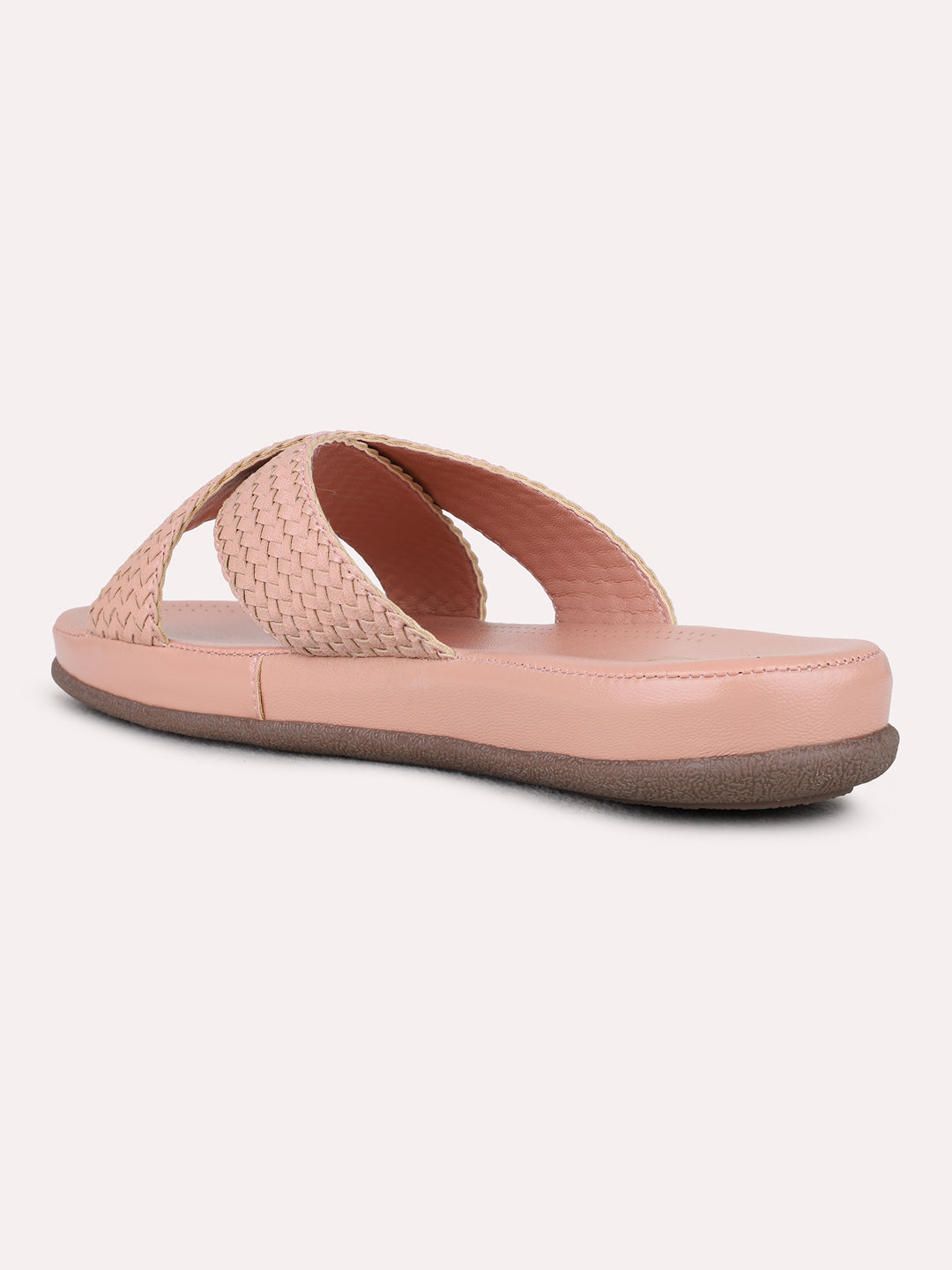 Womens Peach Casual Solid Open Toe Flat Sandals
