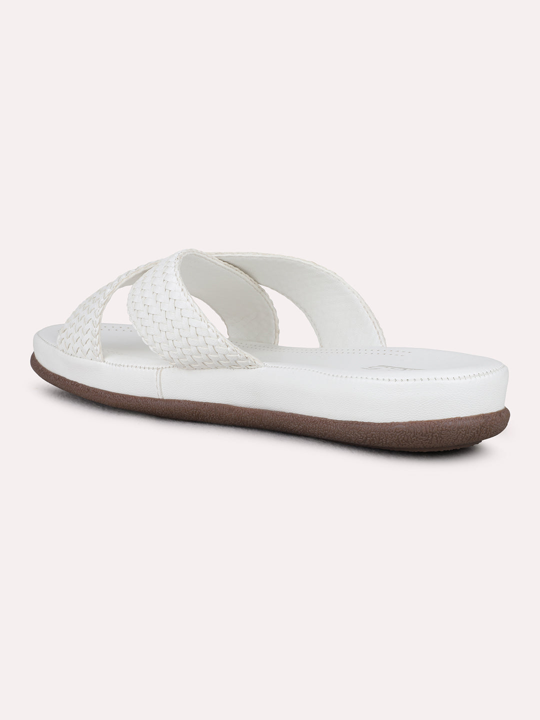 Womens White Casual Solid Open Toe Flat Sandals