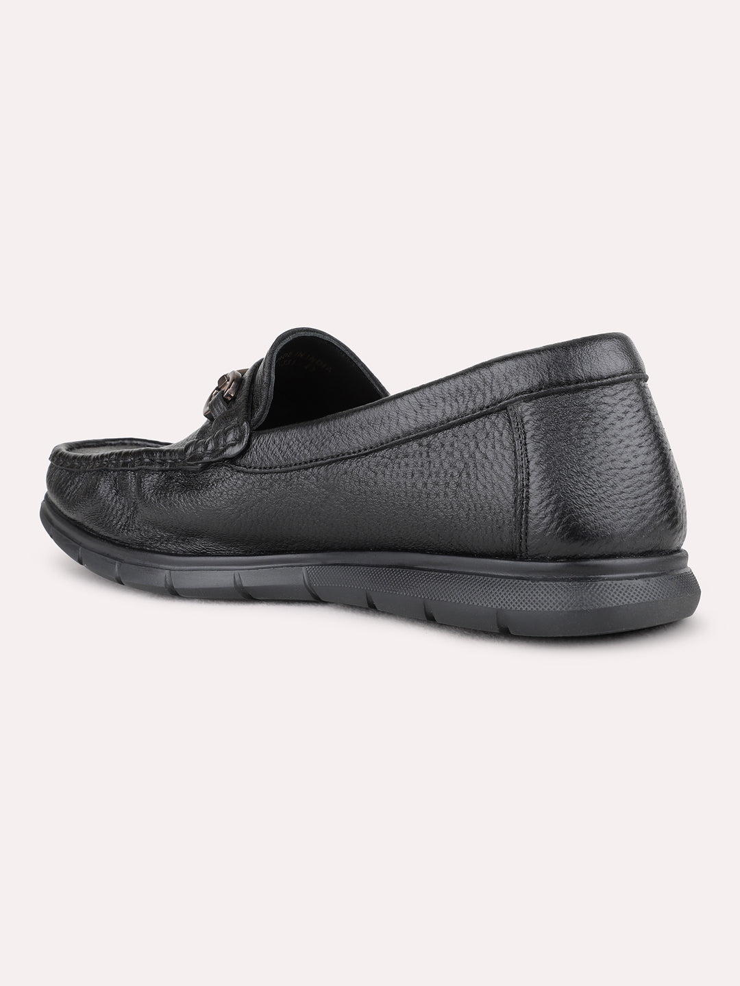 Mens Black Casual Solid Square Loafer Shoe