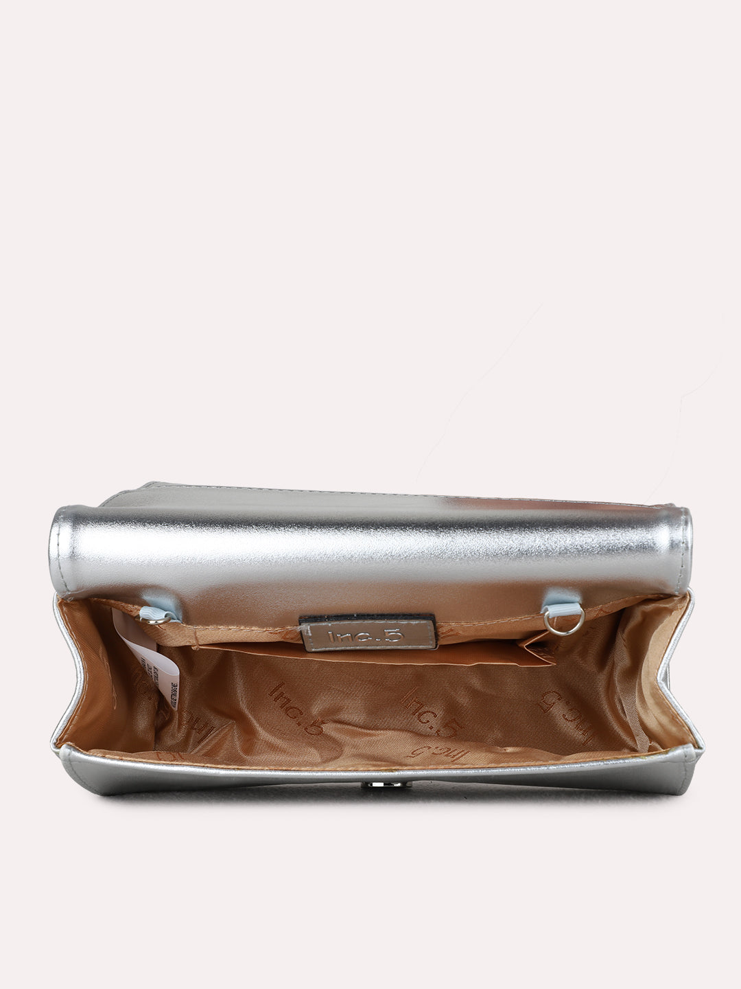 Womens Silver Sling Bag With Zip Lock For Party Use