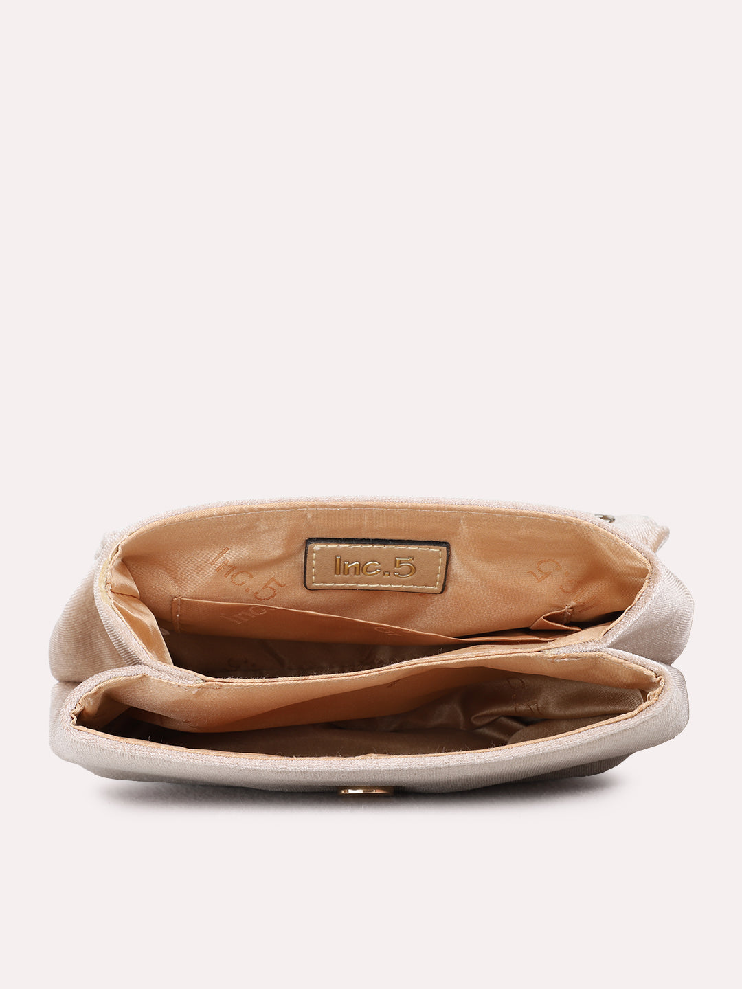 Womens Champagne Clutches With Magnet Lock For Party Use