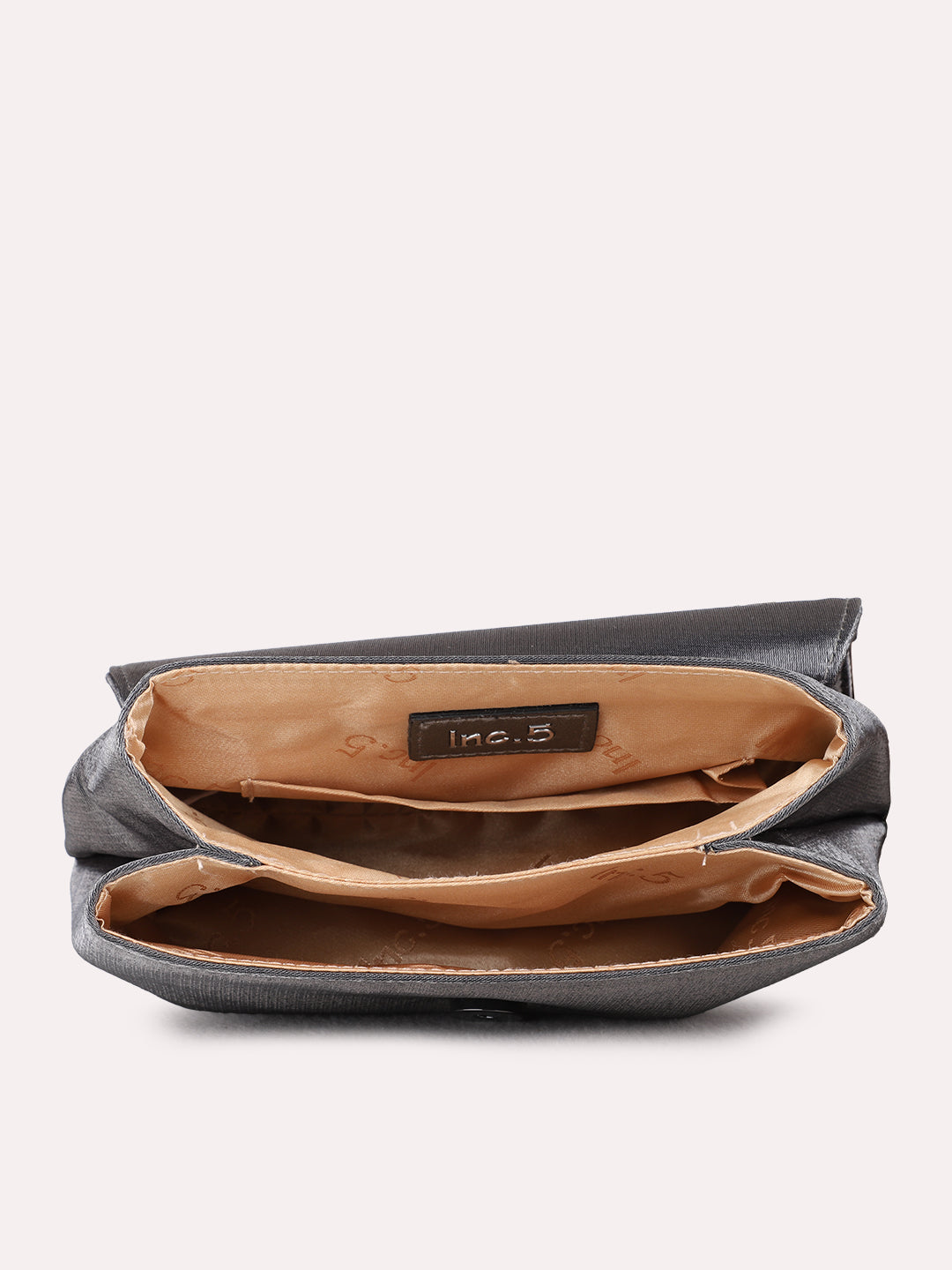 Womens Grey Clutches With Magnet Lock For Party Use