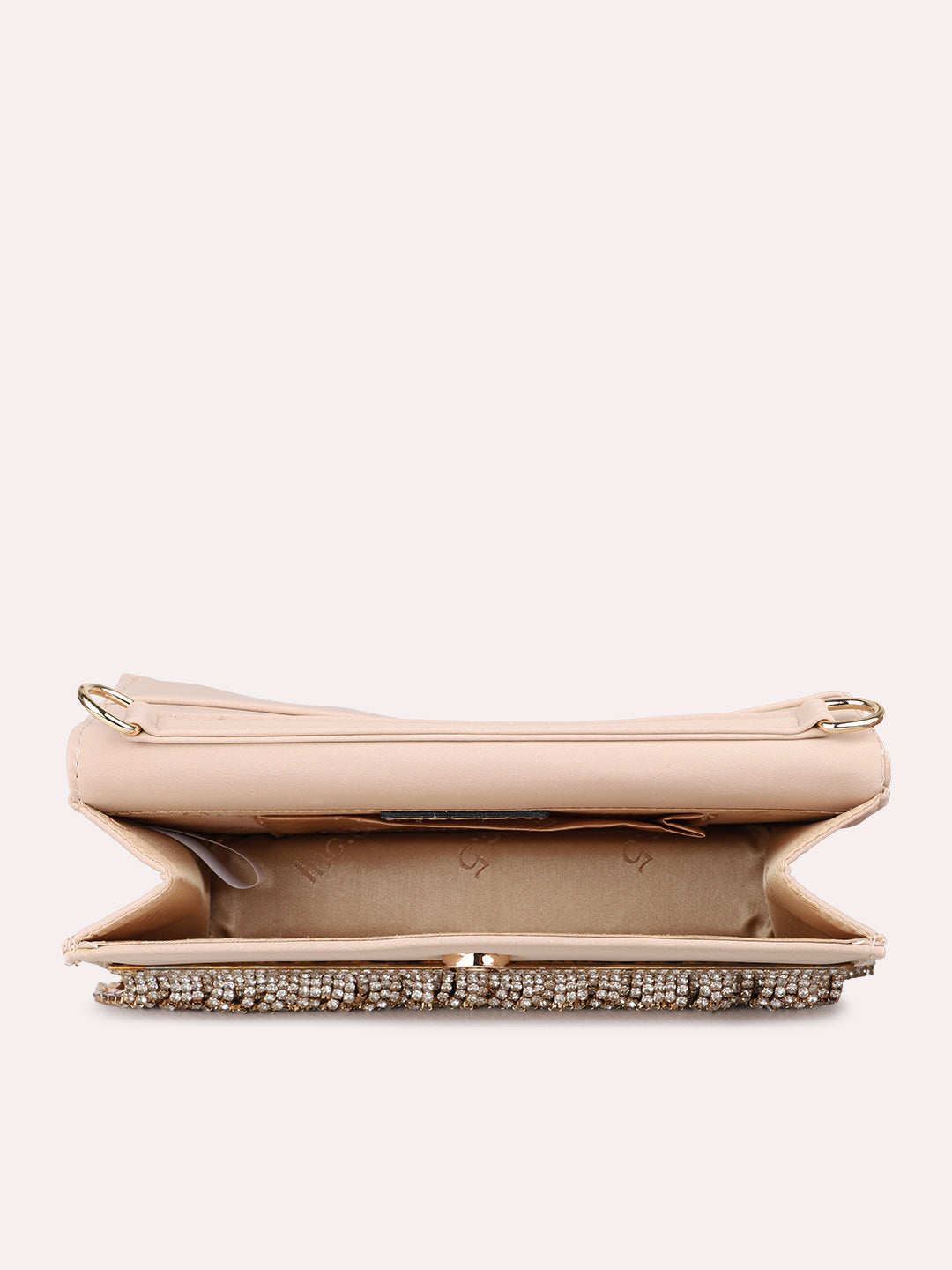 Womens Champagne Clutches With Magnet Lock For Party Use