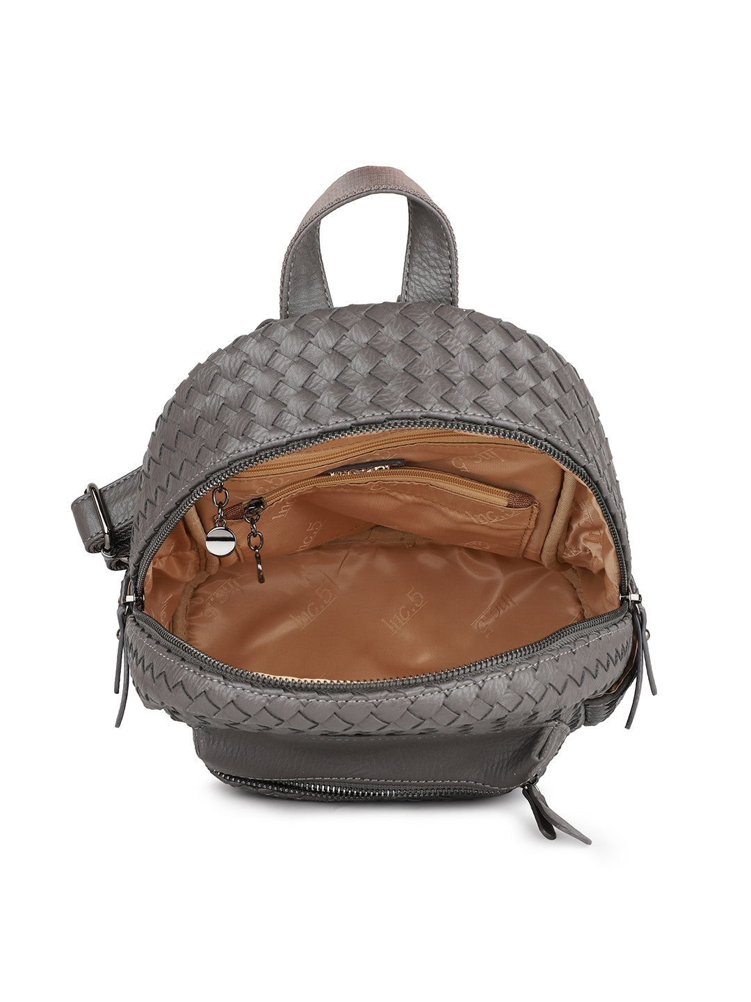 Women Grey Textured Mini Backpack
