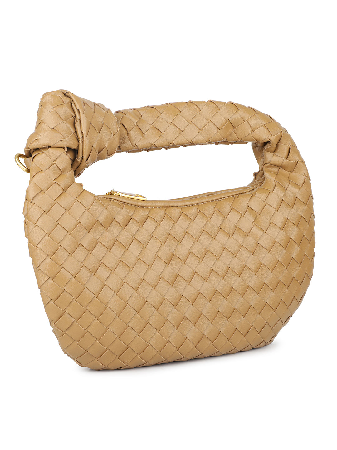 Women Khaki Textured Structured Hobo Bag