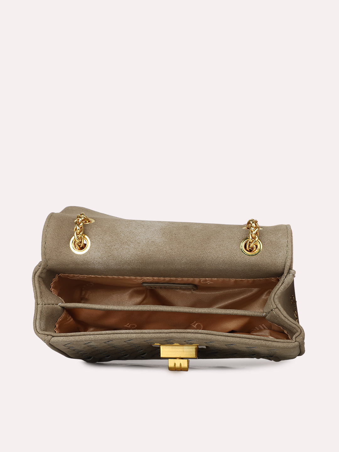 Womens Olive Party Textured Sling Bag With Twist Lock