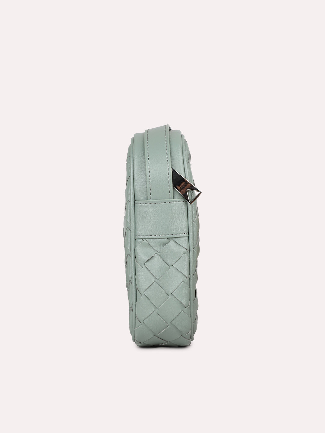Womens Sea Green Textured Phone Sling Bag With Zip Lock