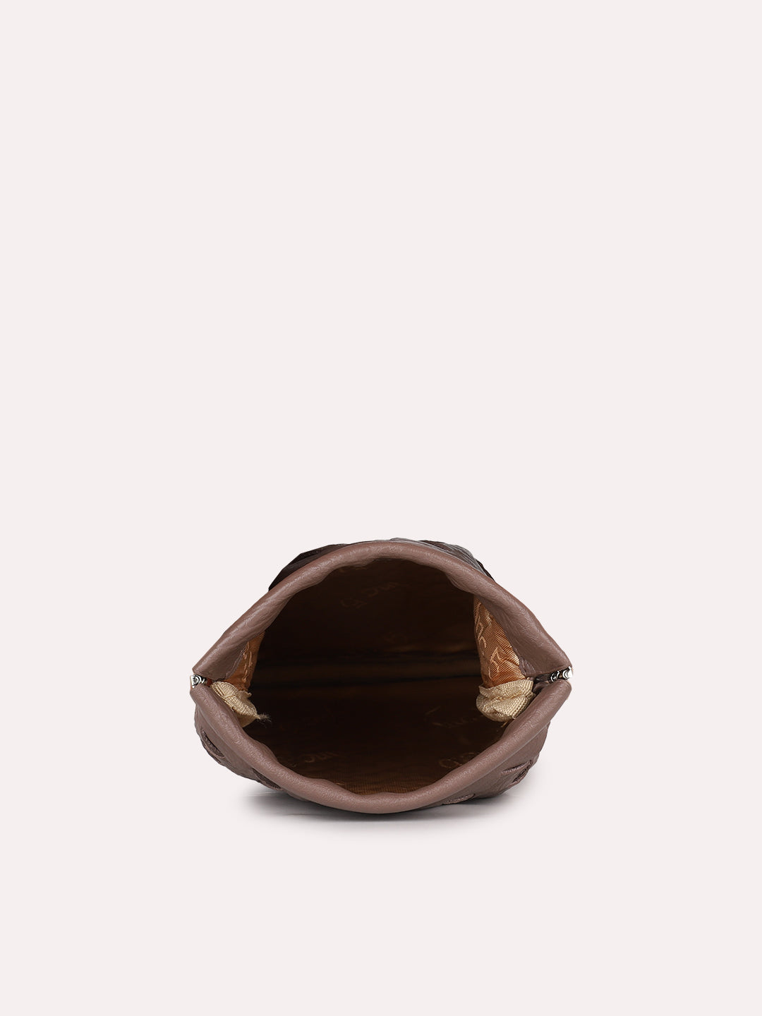 Womens Brown Casual Textured Pattern Phone Sling Bag With Twist Lock