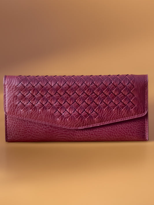 Women Wine Red Solid Two Fold Wallet