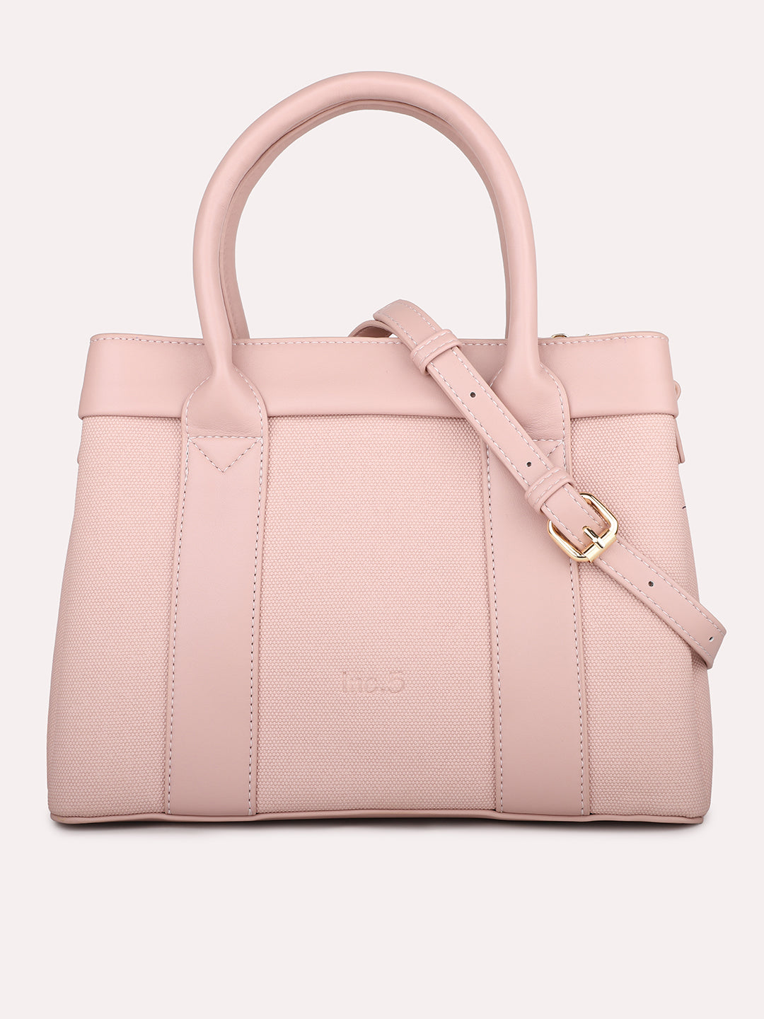 Women Pink Textured Structured Handheld Bag