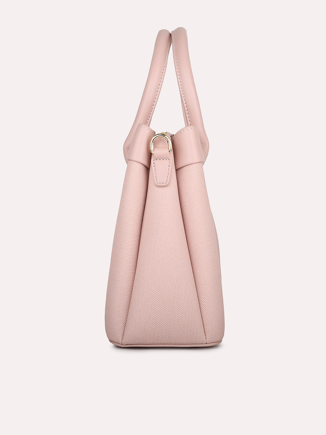 Women Pink Textured Structured Handheld Bag