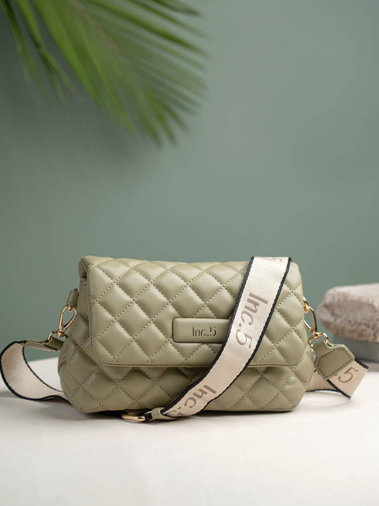 Women Green Quilted Sling Bag