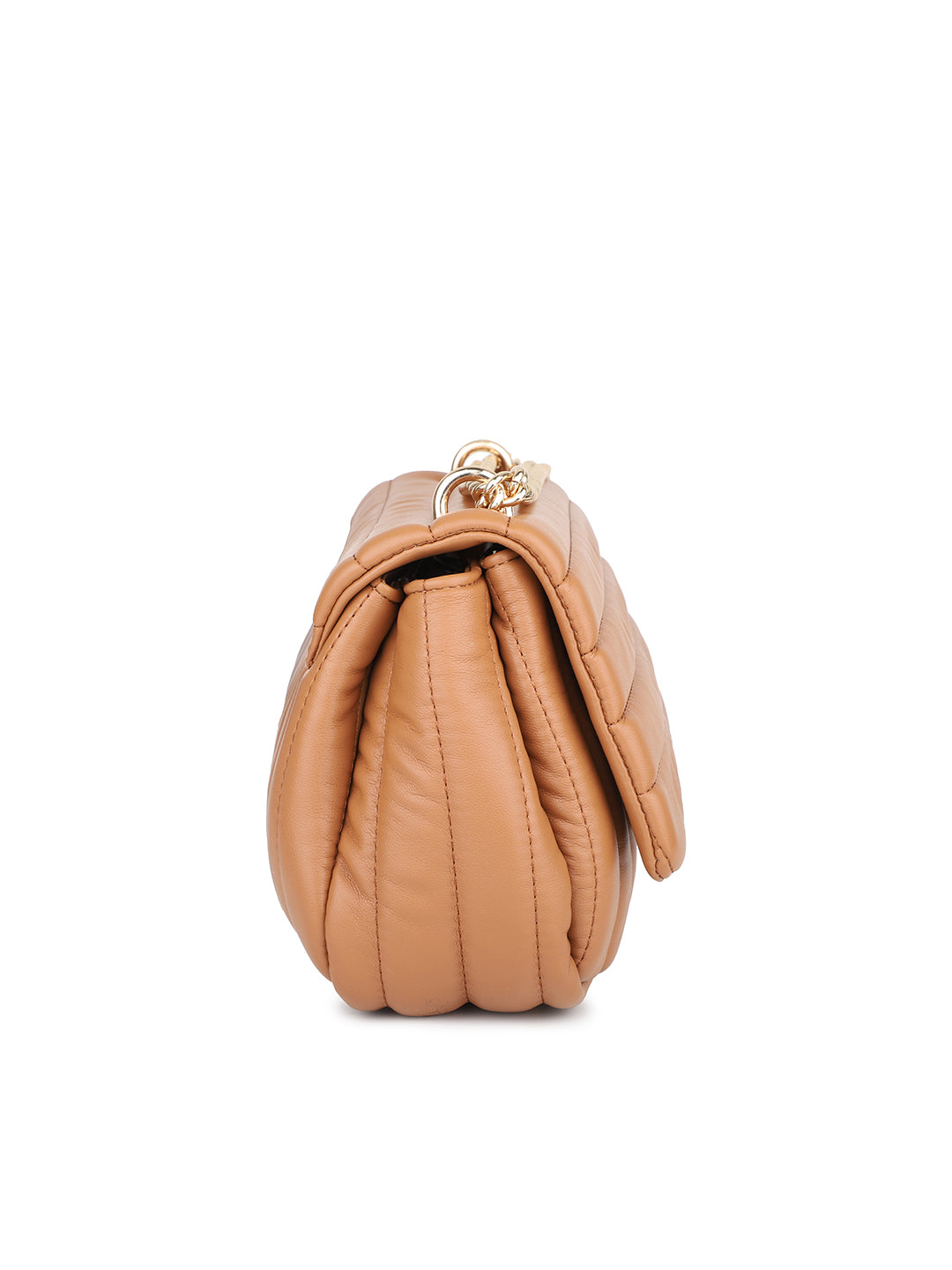 Women Tan Quilted Sling Bag